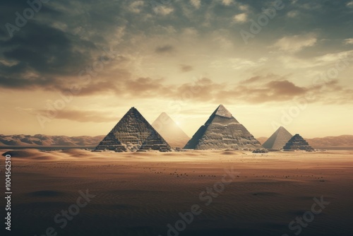 Pyramids architecture landscape tranquility.