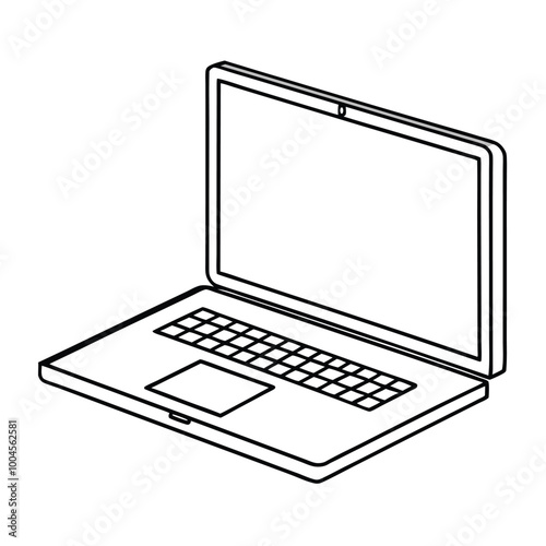 Simple Outlined Open Laptop Icon Vector Illustration for Man's Technology and Design Projects.
