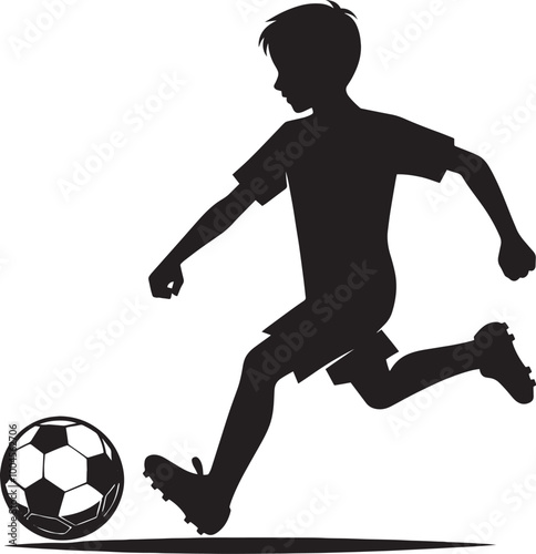 Football player kicking football silhouette vector illustration isolated on a white background