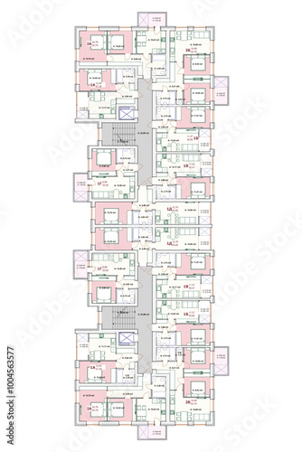 Vector architectural project of a multistory building floor plan