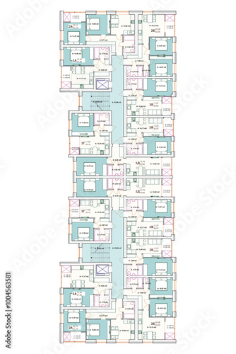 Vector architectural project of a multistory building floor plan