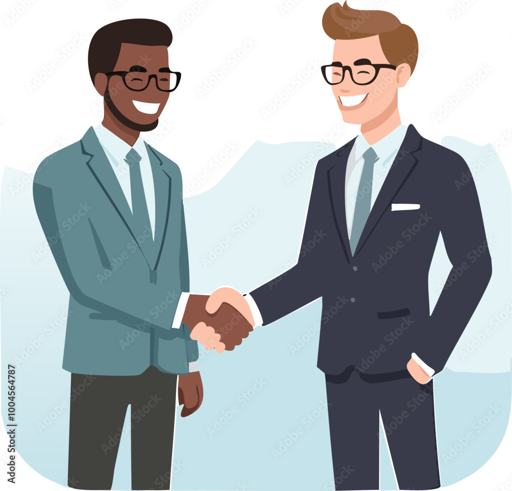 Two people shake hands as a result of agreement. Meeting of businessmen. Isolated on the background vector illustration Two people shake hands as a result of agreement. Meeting of businessmen. Isolated on the background vector illustration