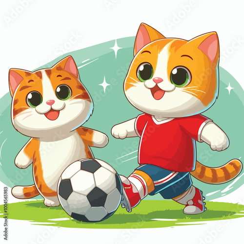 a cat playing soocer vector