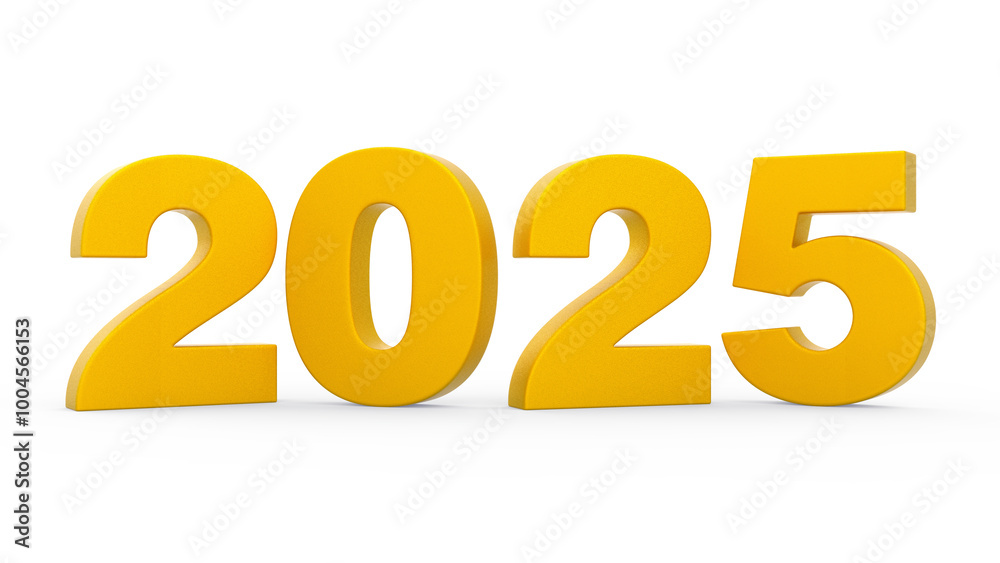 New Year 2025 Yellow 3d Numbers Isolated Transparent Background 3d Rendering New Year 2025 Yellow 3d Numbers Isolated Transparent Background 3d Rendering