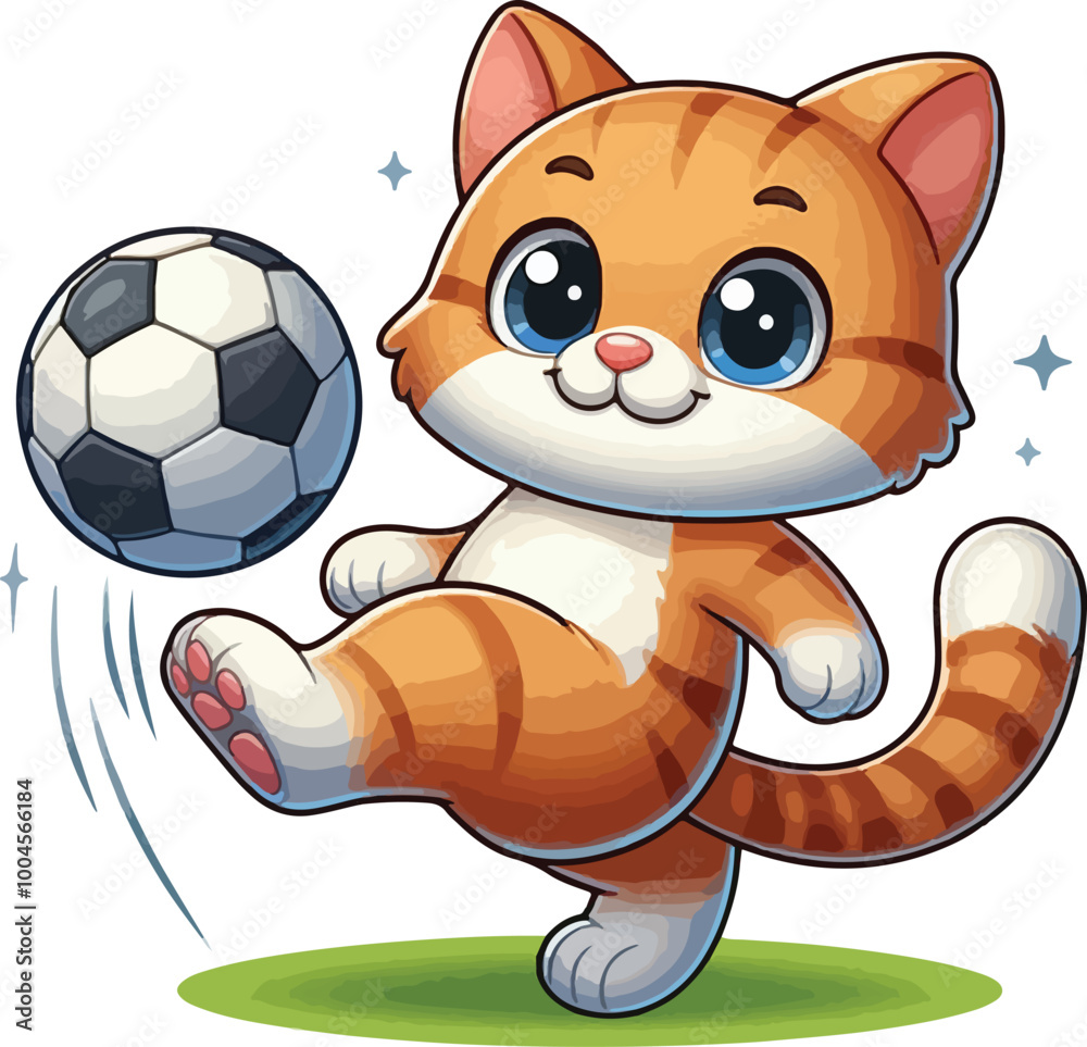 a cat playing soocer vector a cat playing soocer vector