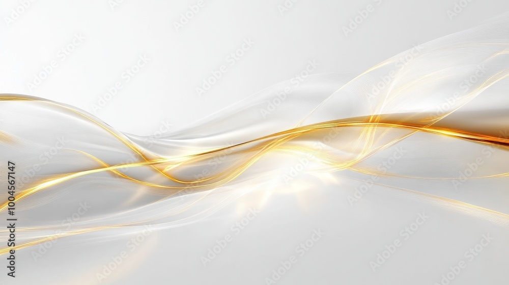 A smooth, white background with elegant golden streaks running through it.
