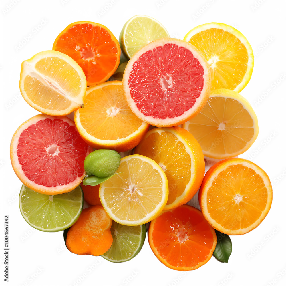 Fototapeta premium Vibrant Citrus Fruit Mix Assortment on transparent Background 