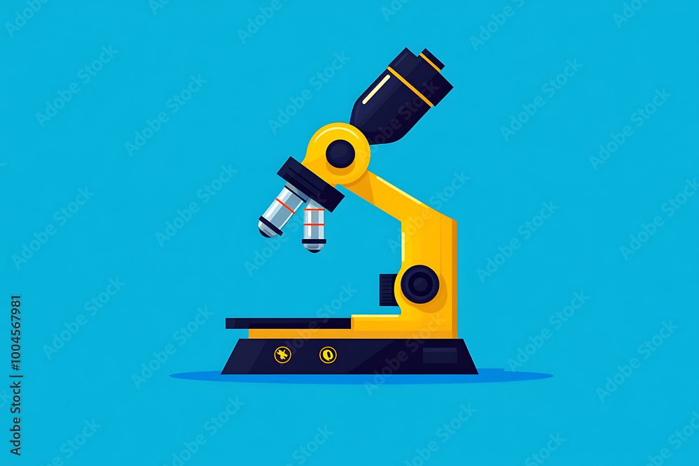 An icon of a medical microscope, symbolizing precision, scientific research, and advancements in healthcare technology, designed in flat art style.