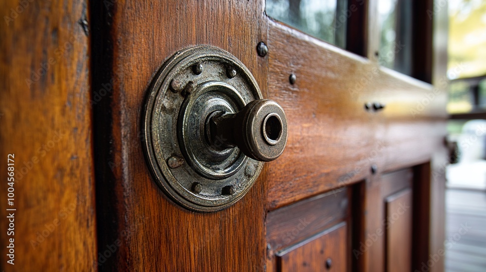 Close Up of an Antique Wooden Door Handle Close Up of an Antique Wooden Door Handle