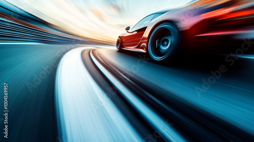 A motion-blurred photograph of a speeding car on a race track, capturing the thrill of motorsports.A motion-blurred photograph of a speeding car on a race track, capturing the thrill of motorsports.