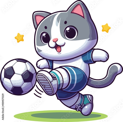 a cat playing soocer vector