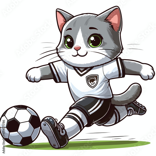 a cat playing soocer vector
