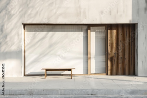 Empty glass window furniture indoors bench. photo