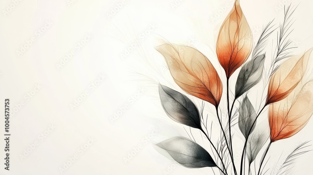 Fototapeta premium Elegant Botanical Illustration of Single Plant in Thin Lines