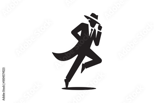 spy detective vector silhouette isolated in white background