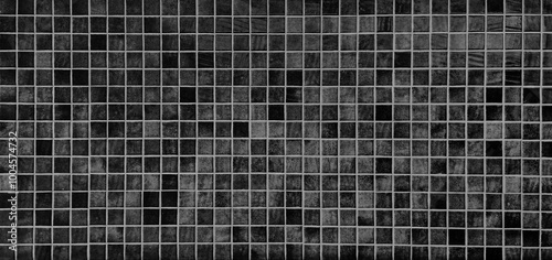 black ceramic mosaic tile background. trendy vintage ceramic tiles to decorate the interior wall or floor. multi grey color tone of ceramic tiles. furnishing material for interior decoration.