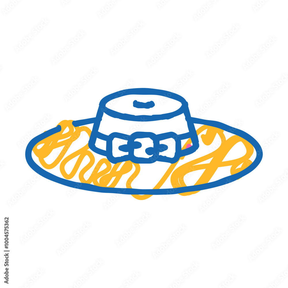 Naklejka premium women summer hat doodle icon sketch vector. women summer hat sign. isolated symbol illustration