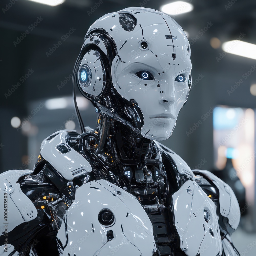 Fototapeta premium Humanoid, cyber, AI, cyborg and alien.AI generated.