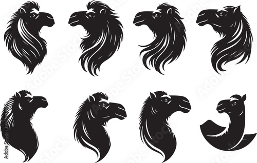 set of camel head silhouette vector illustration photo