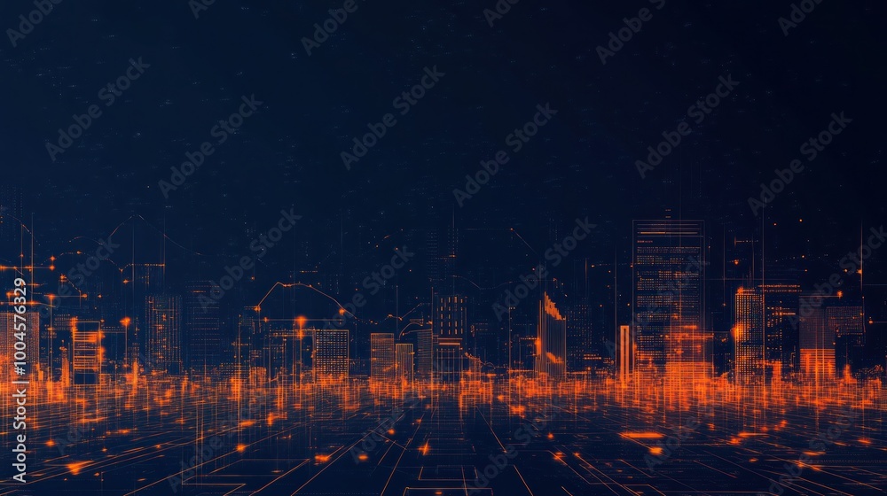 Naklejka premium Digital Cityscape
