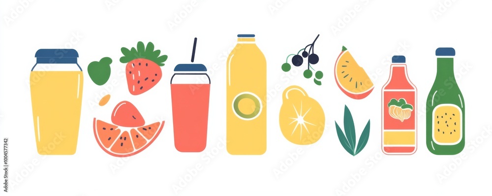 healthy food and drink on a white background healthy food and drink on a white background