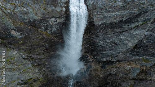 Mardalsfossen waterfall in Molde Municipality in Møre og Romsdal county, Norway drone shot. photo