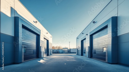 Modern Industrial Building with Garage Doors