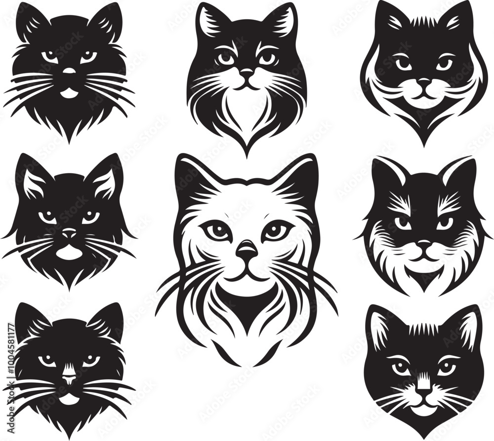 cat head vector set