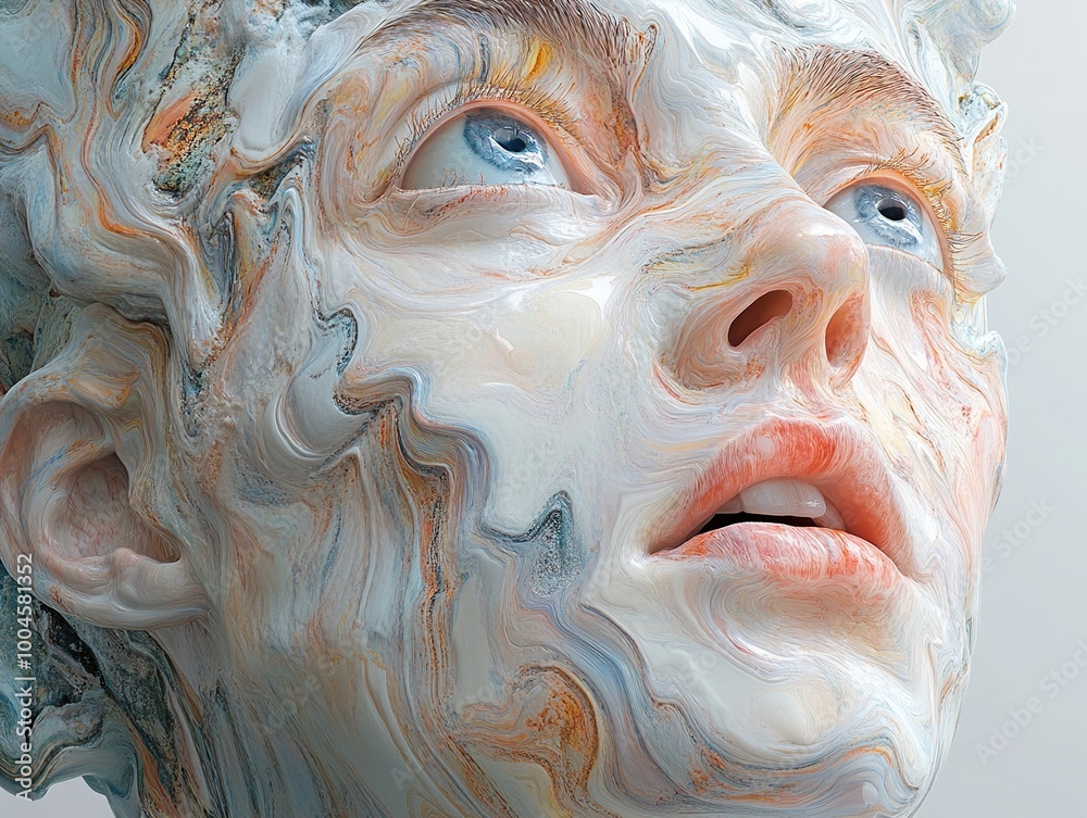 Abstract Portrait: Fluid Swirls and Dreamlike Eyes Abstract Portrait: Fluid Swirls and Dreamlike Eyes