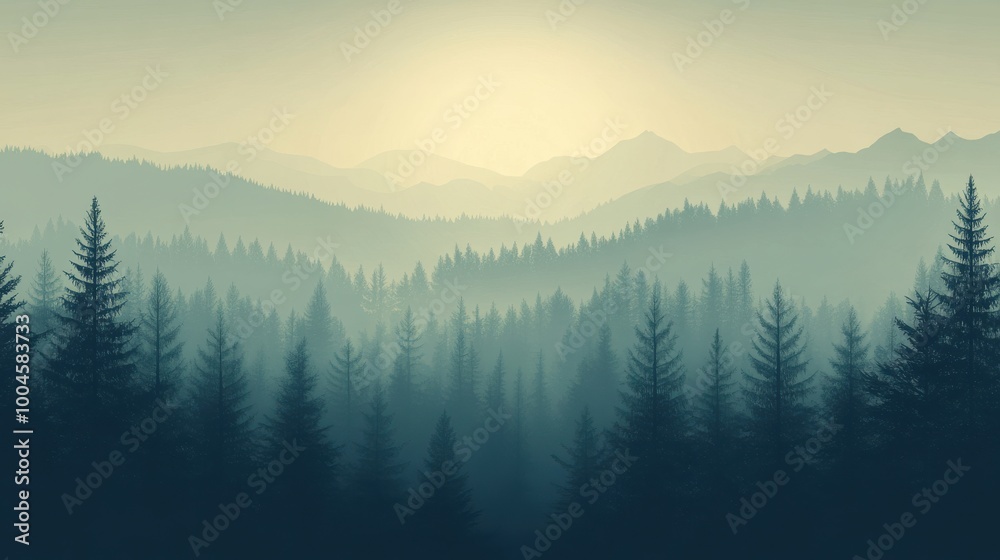 Fototapeta premium forest in the fog
