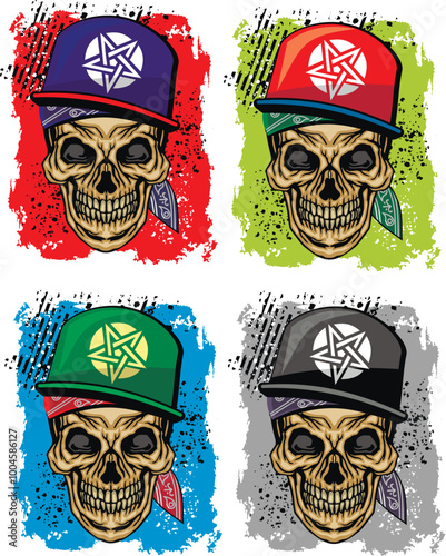set, color skull
