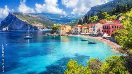 Assos village in Kefalonia, Greece  photo