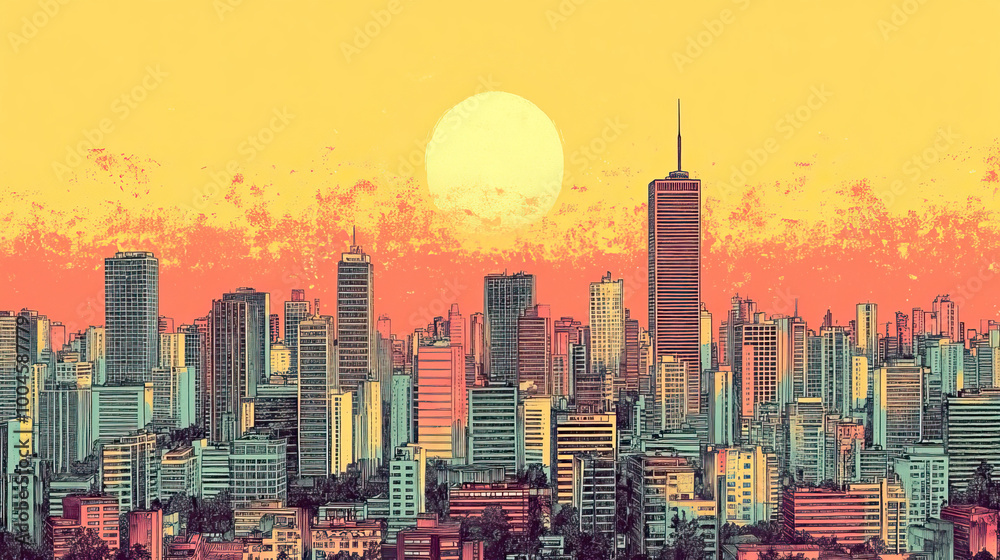 Obraz premium So Paulo, Brazil, color pen pencil hand-drawn effect drawing illustration for travel poster, card, wallpaper, backdrop or banner. Modern, clear, artistic and simple