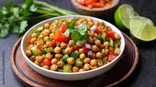 Chana chaat is a popular Indian street dish. photo