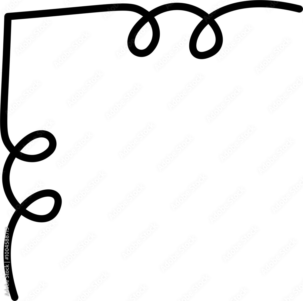 Curly border corner doodle vector design element Curly border corner doodle vector design element