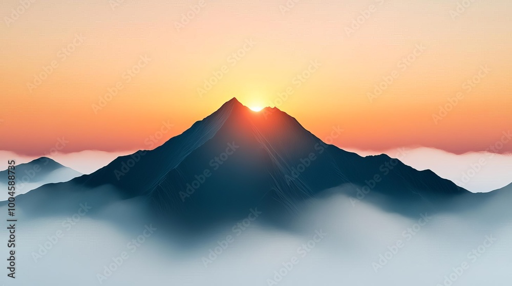 Misty mountaintop, fading sunlight, ethereal presence, 3D illustration Misty mountaintop, fading sunlight, ethereal presence, 3D illustration