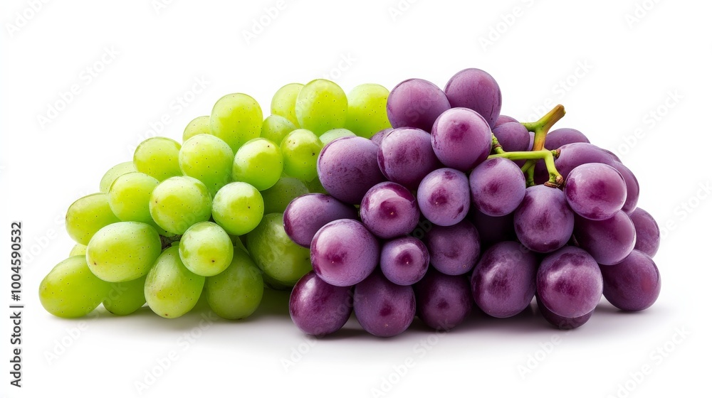 Green and Purple Grapes: A vibrant display of fresh, plump green and purple grapes, ready to be enjoyed. The contrasting colors create a visually appealing composition. Green and Purple Grapes: A vibrant display of fresh, plump green and purple grapes, ready to be enjoyed. The contrasting colors create a visually appealing composition.