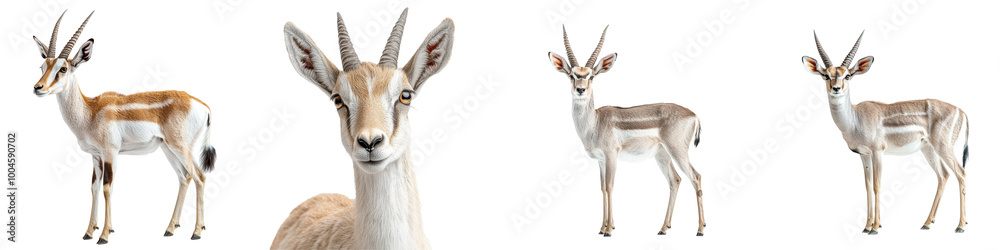 A graceful antelope with sharp horns isolated on white and transparent background A graceful antelope with sharp horns isolated on white and transparent background