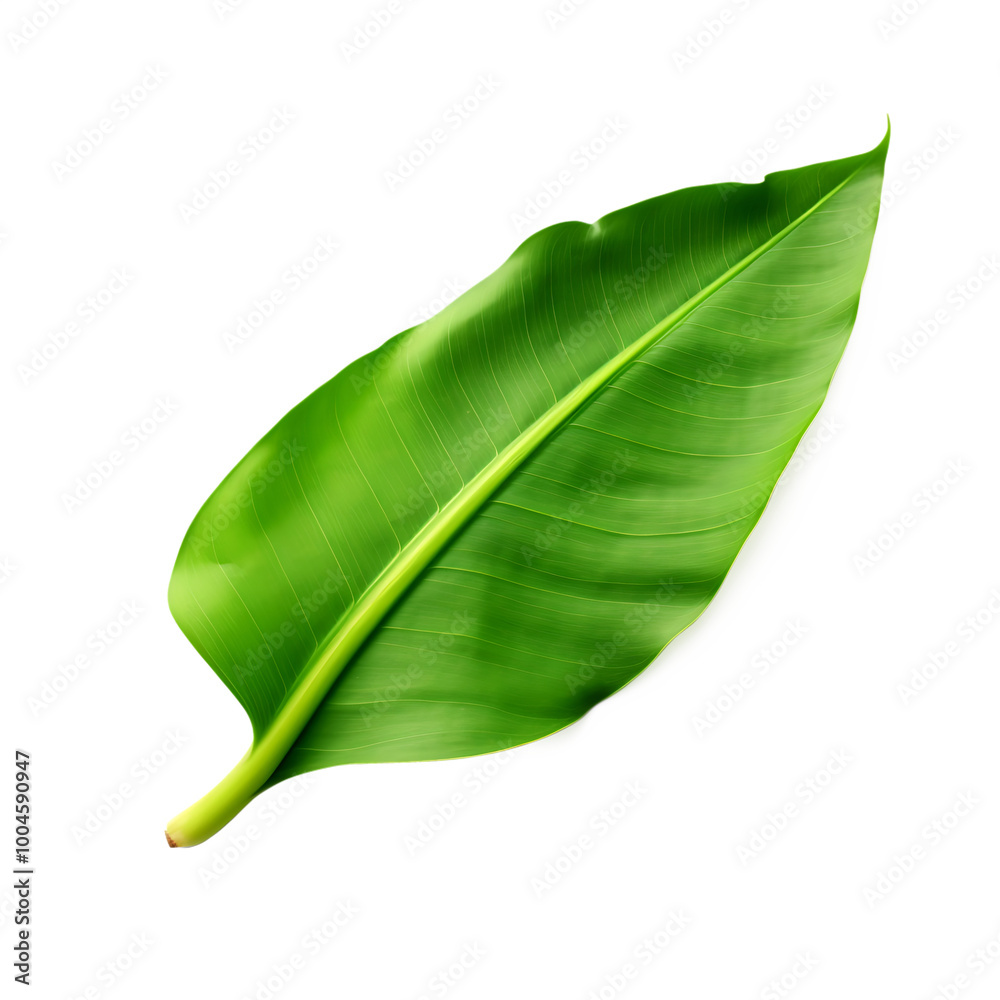 Obraz premium Green fresh banana leaves isolated on transparent background 