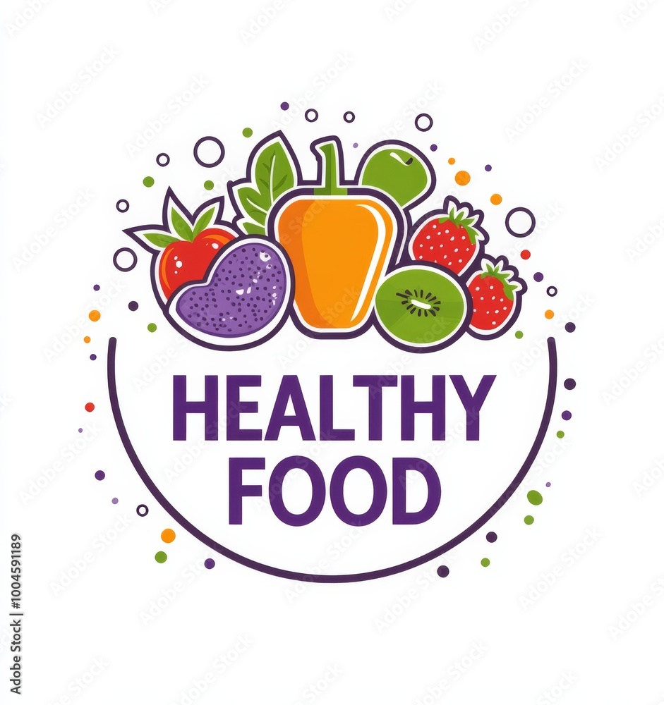Naklejka premium flat logo of healthy food featuring the text