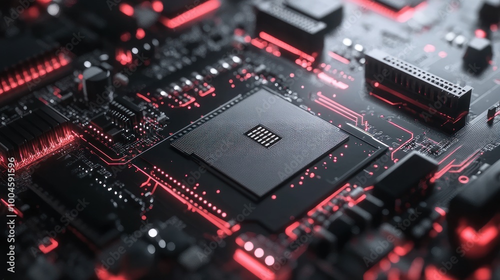 Fototapeta premium Background processor Chip technology components circuit computer central CPU Integrated background banner wallpaper AI generated image