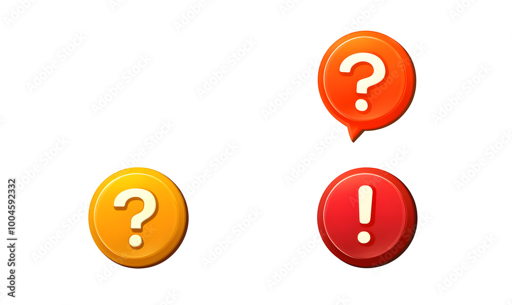 Exclamation mark and question mark set icons. Message bubble icons. Flat style. Vector icons. Exclamation mark and question mark set icons. Message bubble icons. Flat style. Vector icons.