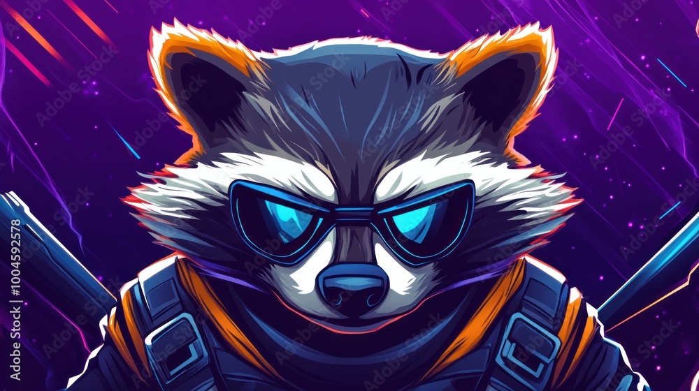Illustration gaming mascot raccoon head logo design E-Sport background wallpaper AI generated image Illustration gaming mascot raccoon head logo design E-Sport background wallpaper AI generated image