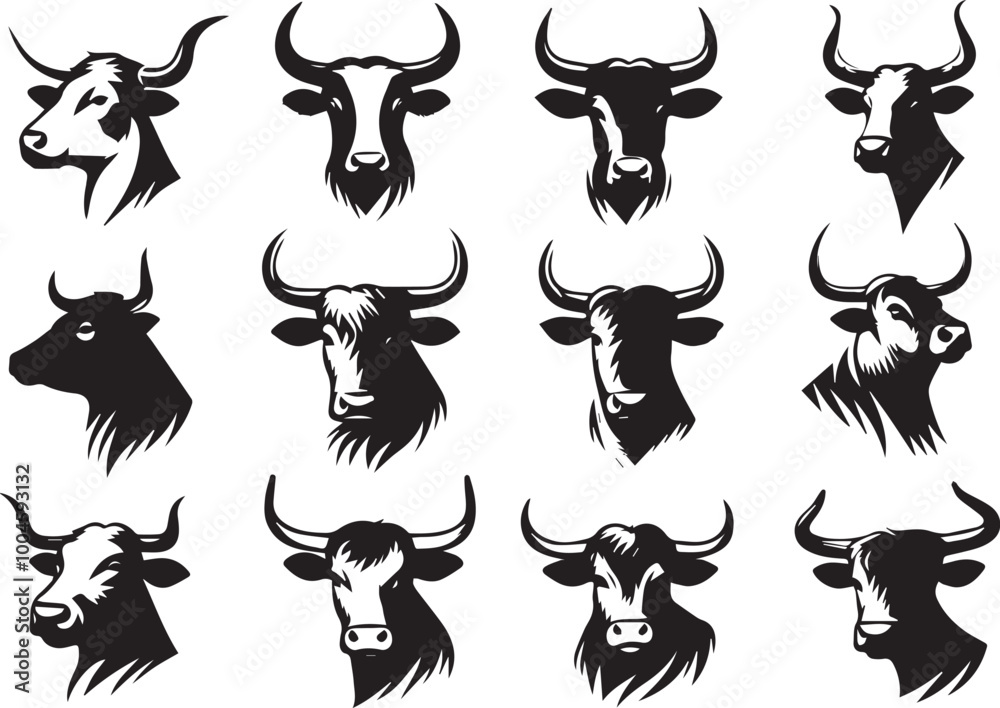 cow head silhouette vector illustration cow head silhouette vector illustration