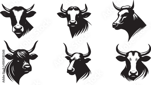 cow head silhouette vector illustration
