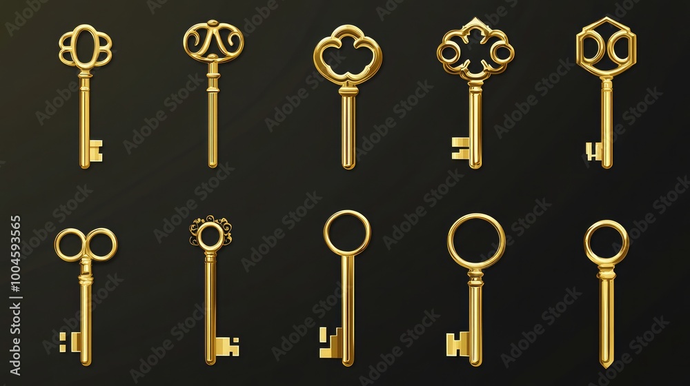 Vector illustration set of golden keyhole signs Vector illustration set of golden keyhole signs