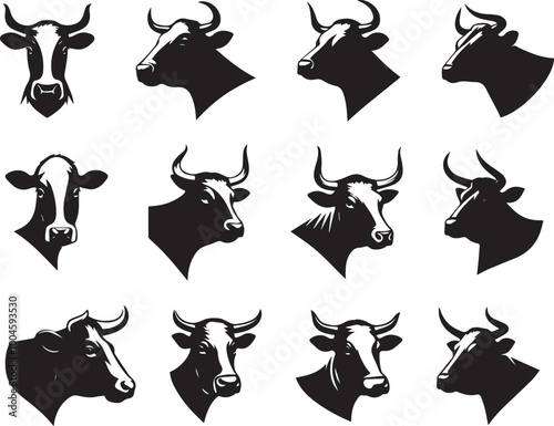 cow head silhouette vector illustration