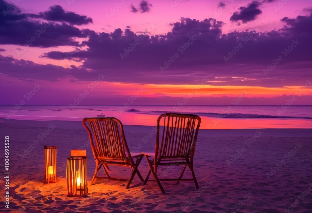 tranquil beach sunset featuring minimalist decor serene ambiance under soft lighting colorful skies reflecting calm waves, nature, sea, water, sky, reflection