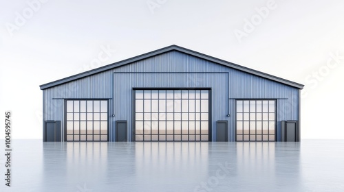 Modern Industrial Building with Large Garage Doors