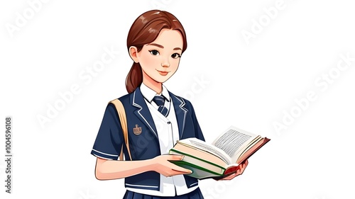 A flat vector of a student holding a book